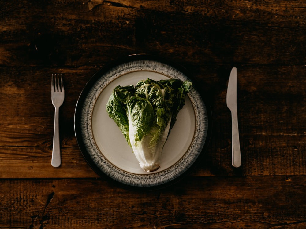 a plate with a lettuce on, healthy lifestyle, slow aging, what to eat