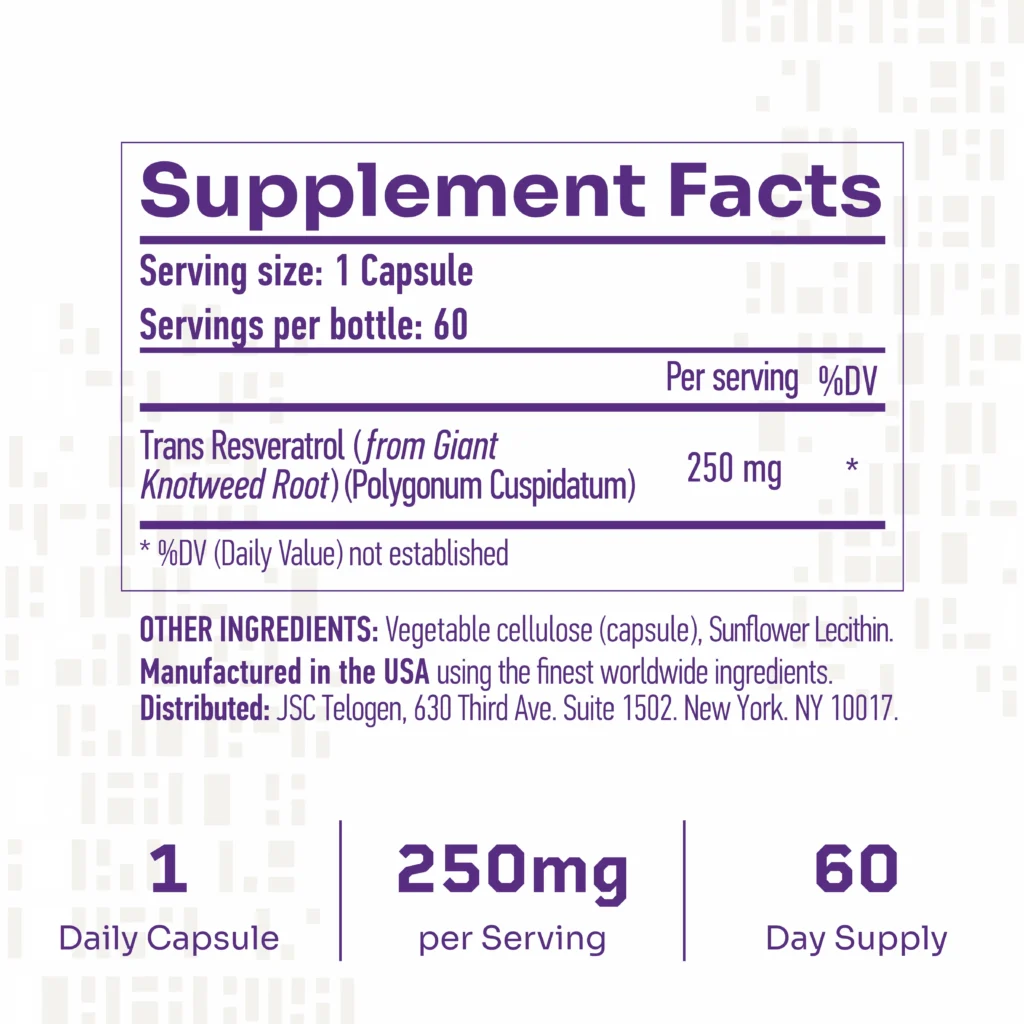 Hello100 Resveratrol Supplement Facts